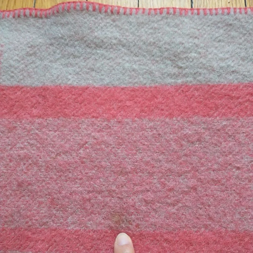 Vtg ORR HEALTH All Wool Blanket Holland Tulip Pink Reversible USA 69x79 *READ